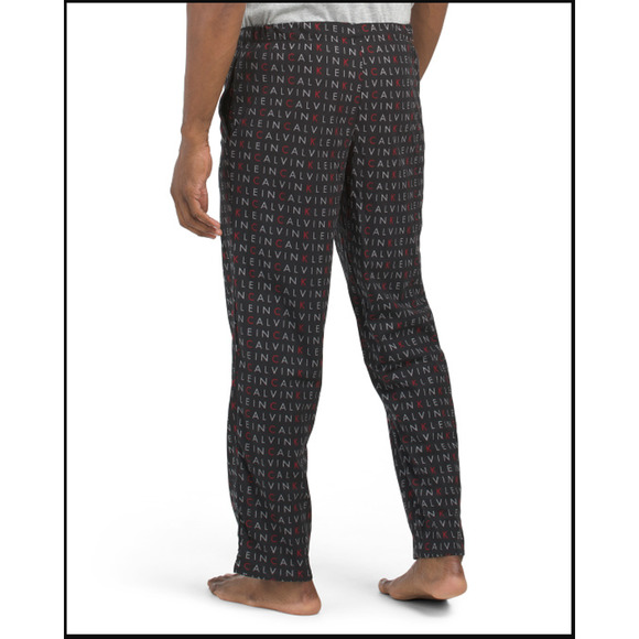 CALVIN KLEIN Fleece Pajama Lounge Sleep Pants Large Black Allover Logo MSRP$42 - Picture 4 of 8